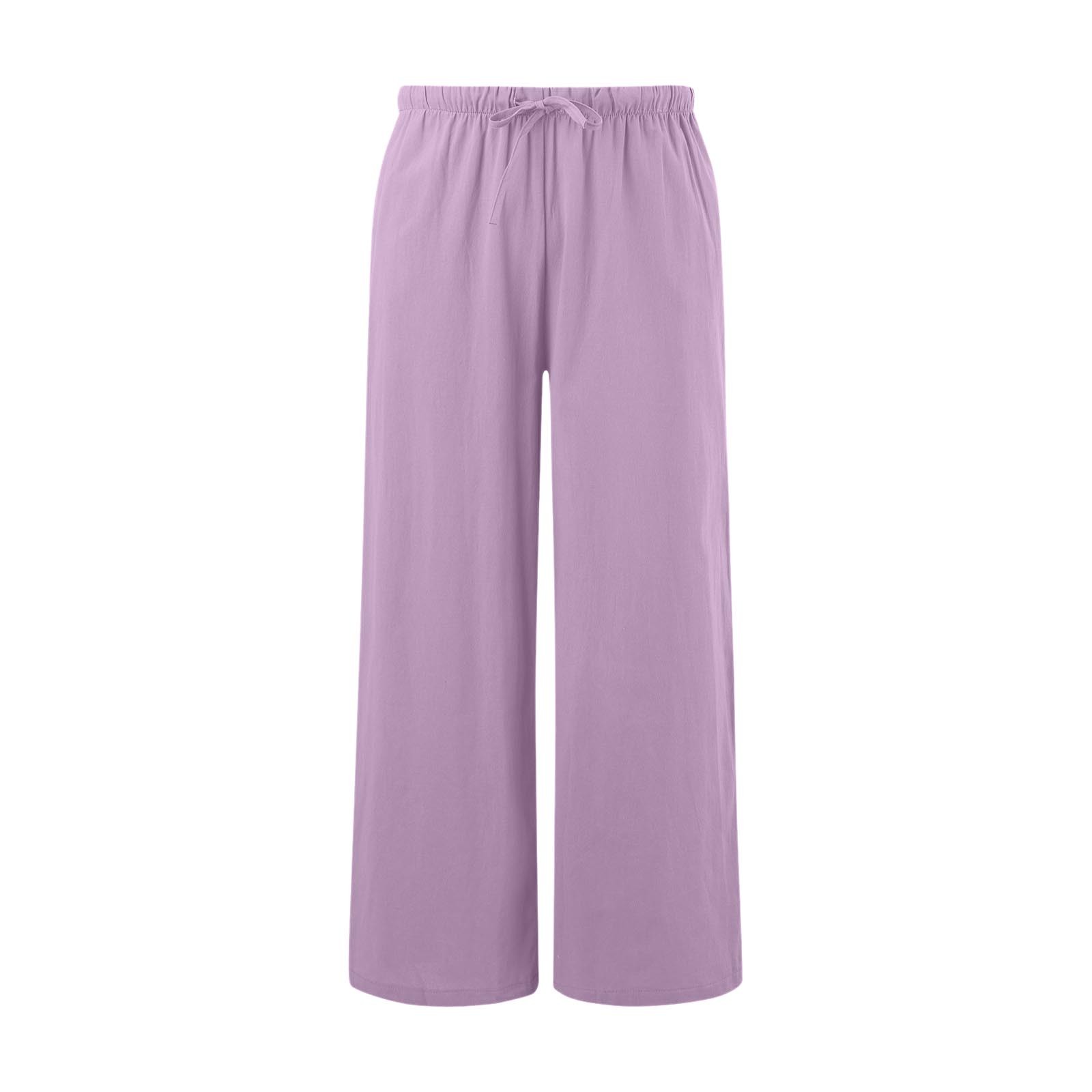 thumbnail image 4 of Pantalones palazzo de lino para mujer con bolsillos - Cintura elástica con cordón, pierna ancha y fluida, adecuados para la playa/uso informal - Tallas S-XXL, 4 of 5